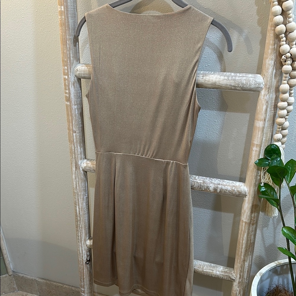 Boston Proper Elegant Gold Sleeveless Knot Dress - Picture 7 of 7